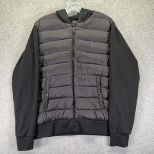 Polo Ralph Lauren Performance Hybrid Jacket Mens M Black Quilted Hooded Puffer